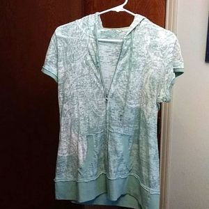 Burn-Out Rhinestone Embellished Hooded Jacket